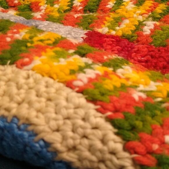 Hand Crocheted & Stitched Round Table, Counter, Chair/Rocker Seat Cushion Or Rug - Picture 2 of 7